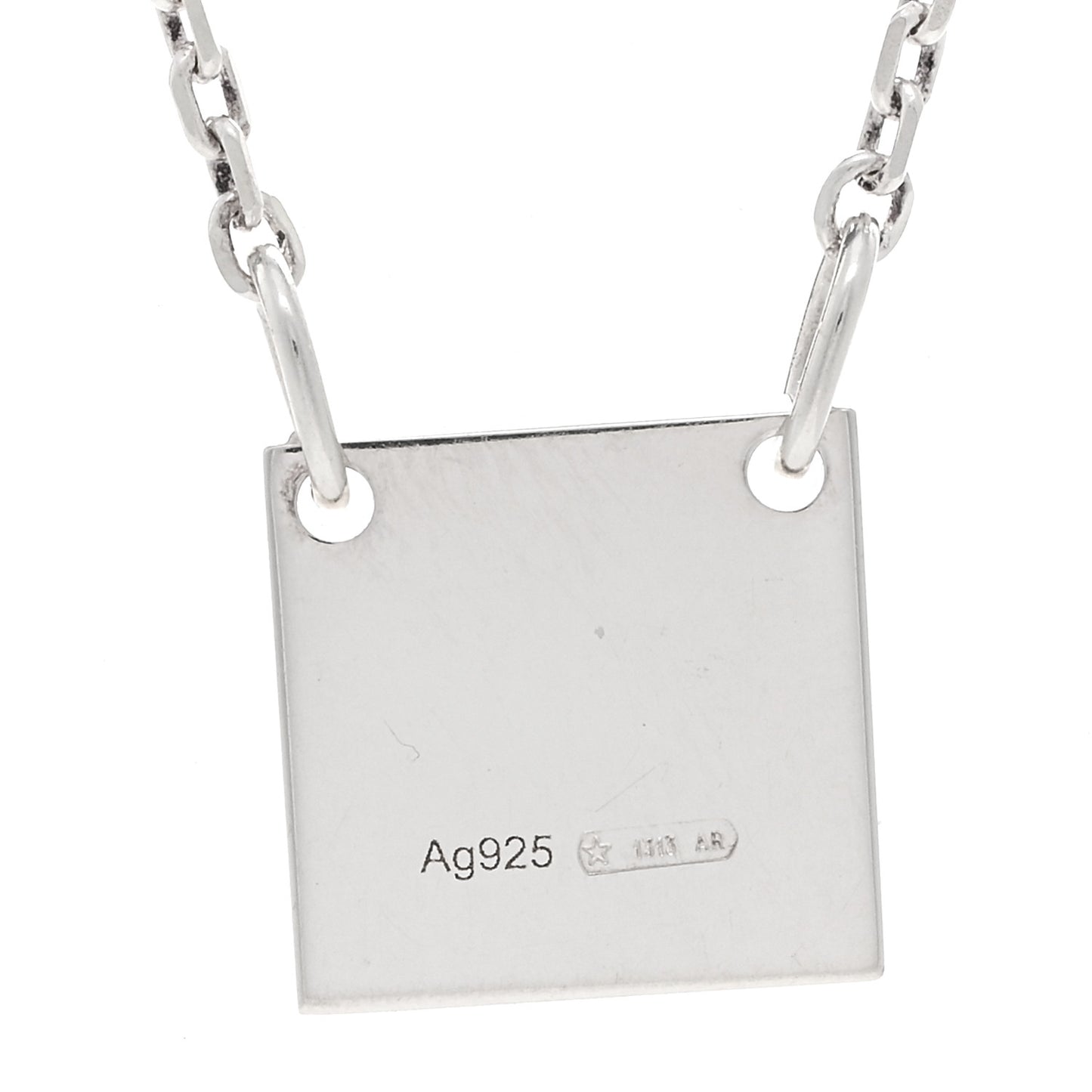 Sterling Silver Trademark Logo Square Pendant Necklace
