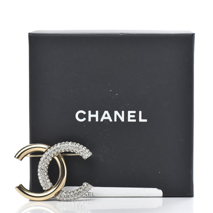 Chanel Crystal CC Brooch Light Gold 5 of 5