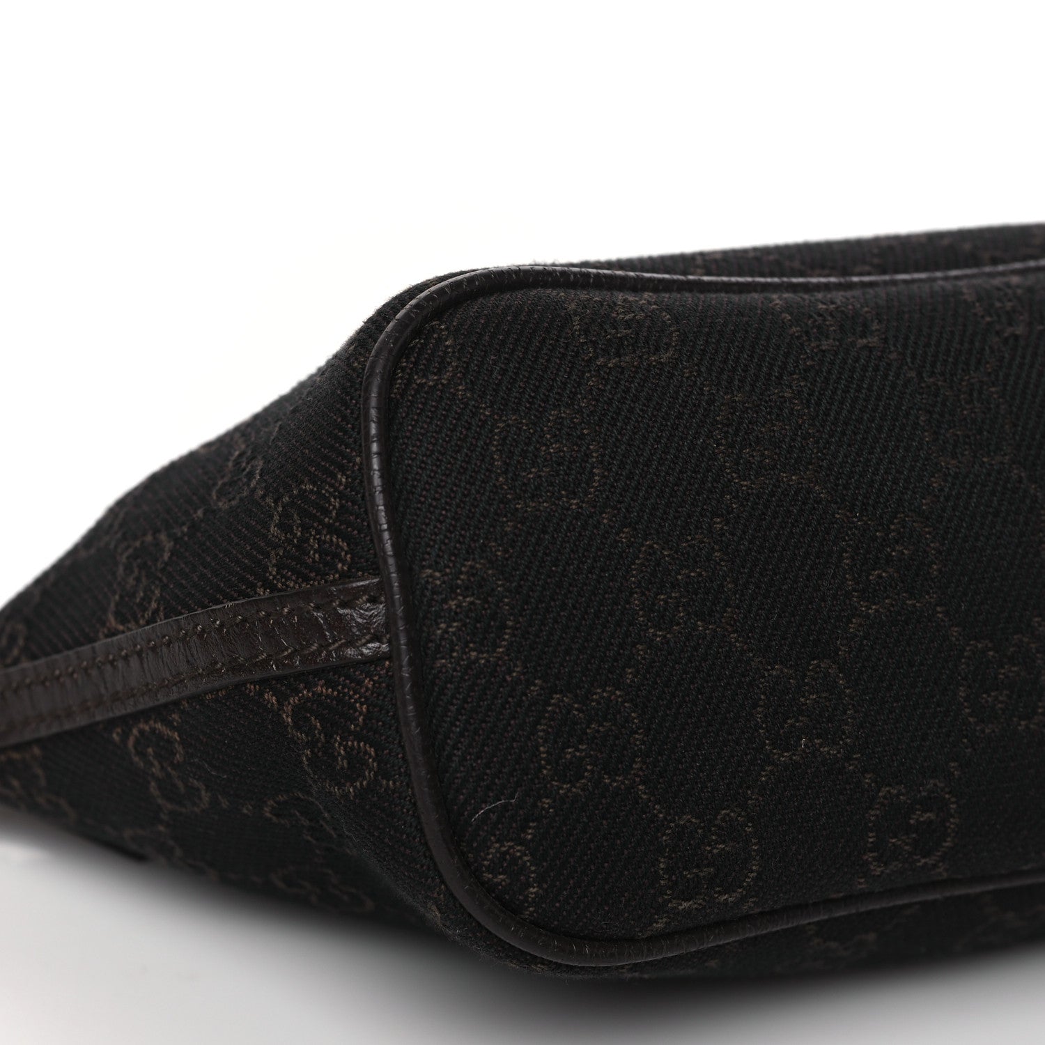 Gucci Denim Monogram Boat Pochette Dark Brown 9 of 13
