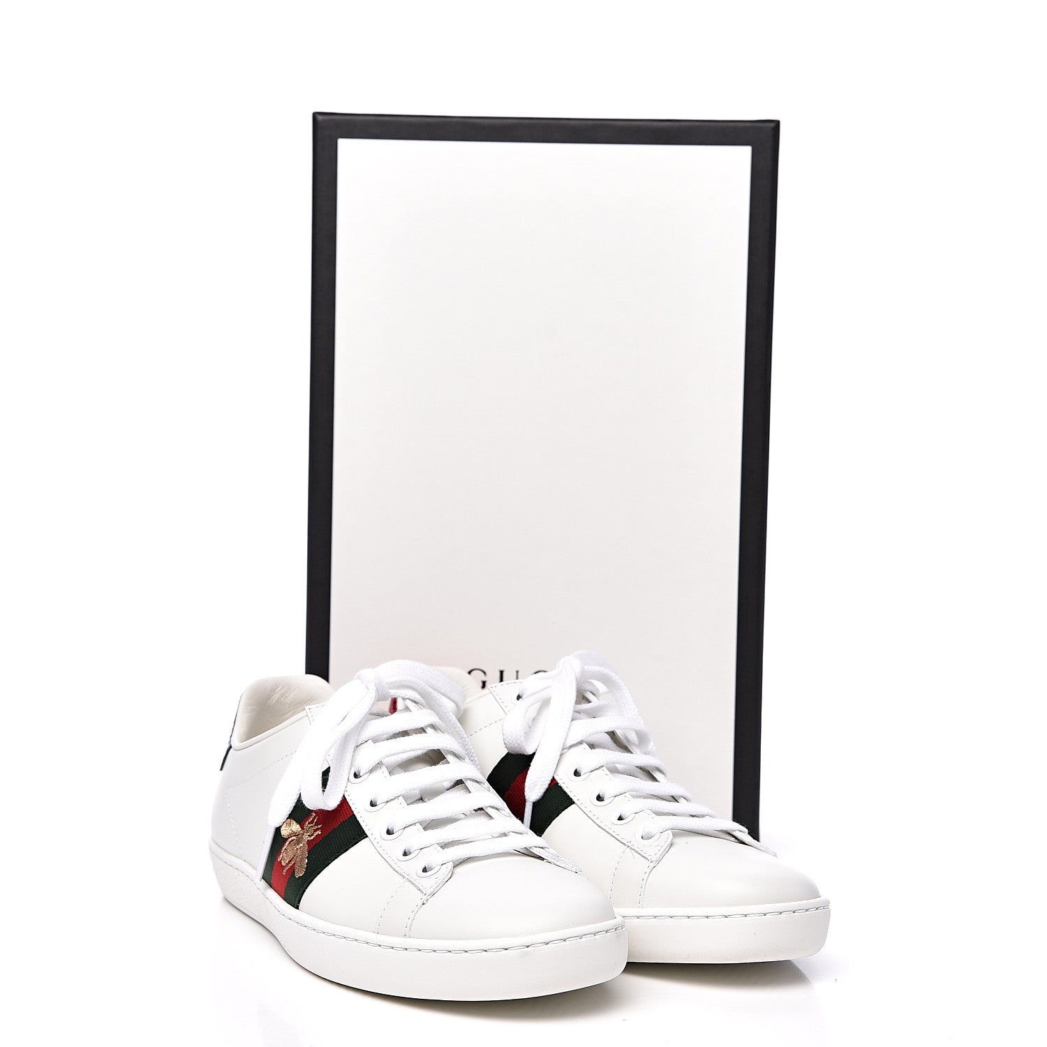 Gucci Calfskin Ayers Bee Embroidered Womens Ace Sneakers 36 White Green 9 of 9