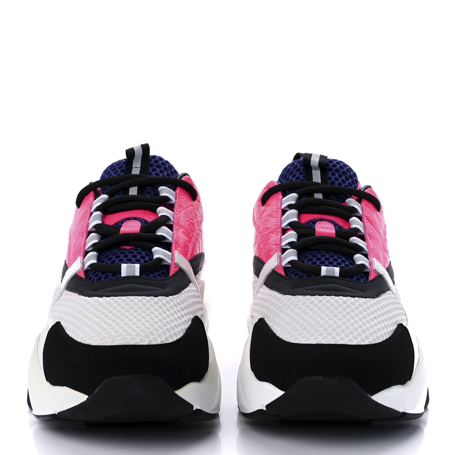 Christian Dior Technical Mesh Calfskin Crocodile Embossed Mens B22 Sneakers 44 White Pink Blue 2 of 9