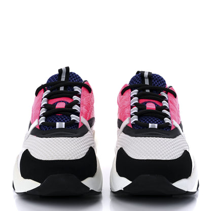 Christian Dior Technical Mesh Calfskin Crocodile Embossed Mens B22 Sneakers 44 White Pink Blue 2 of 9