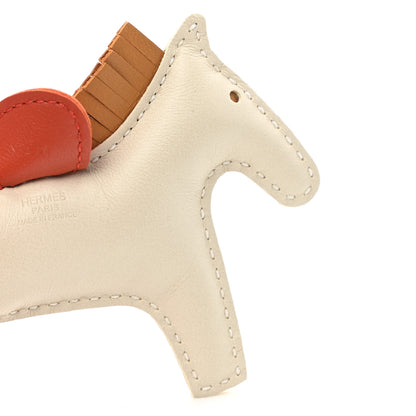 Hermes Milo Lambskin Grigri Rodeo Horse Bag Charm PM Craie Sesame Cornaline 3 of 4