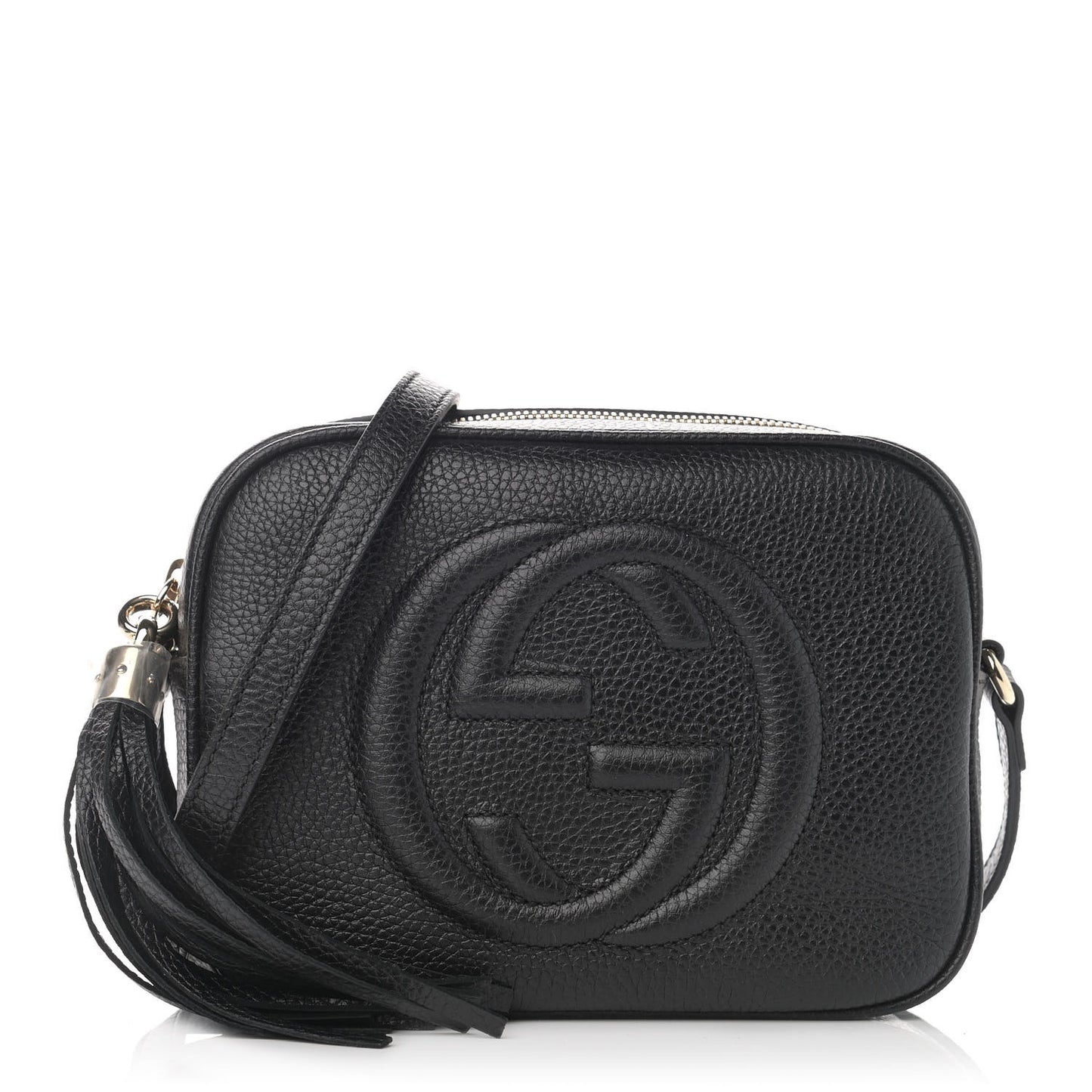 Pebbled Calfskin Small Soho Disco Bag Black