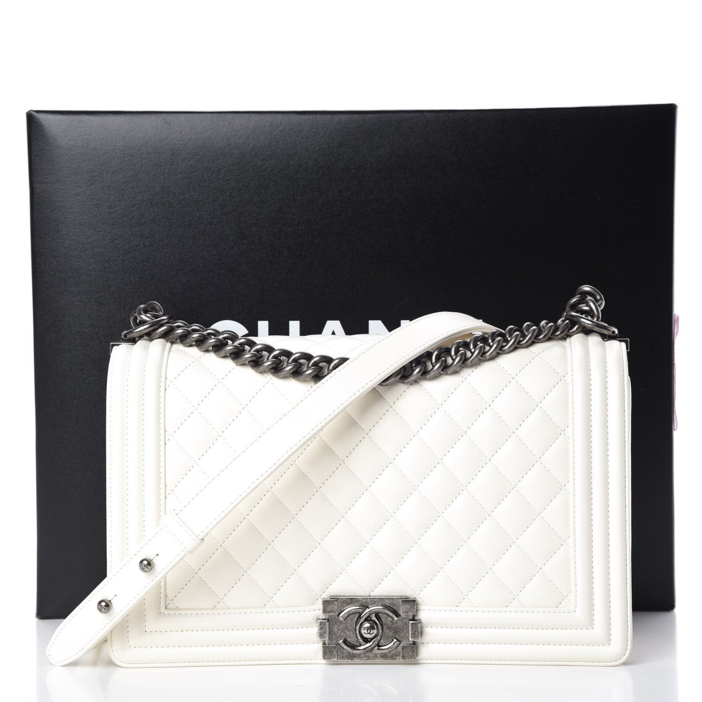 Lambskin Quilted New Medium Boy Flap White