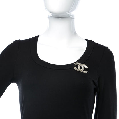 Chanel Baguette Crystal CC Brooch Silver 2 of 5