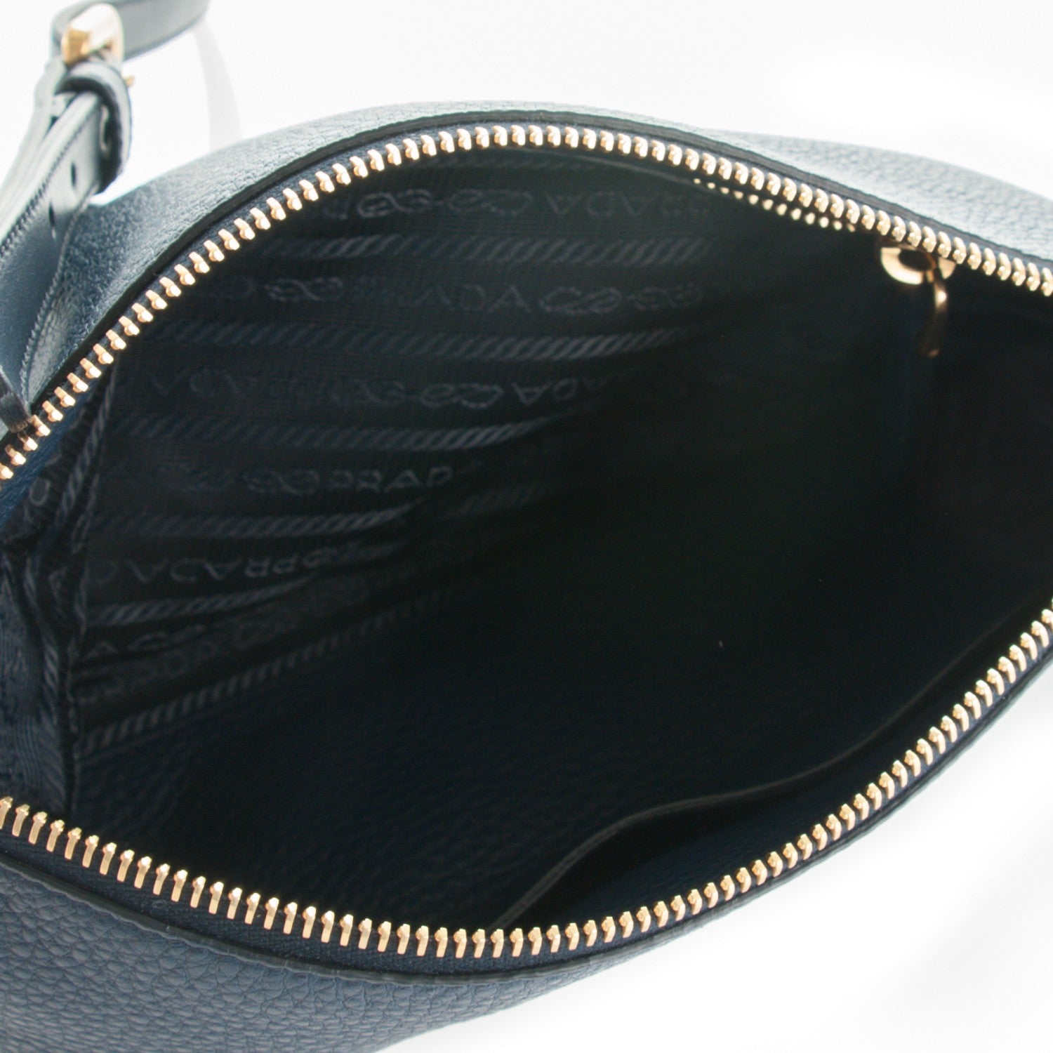 Prada Vitello Daino Zippered Crossbody Bag Baltico 5 of 8