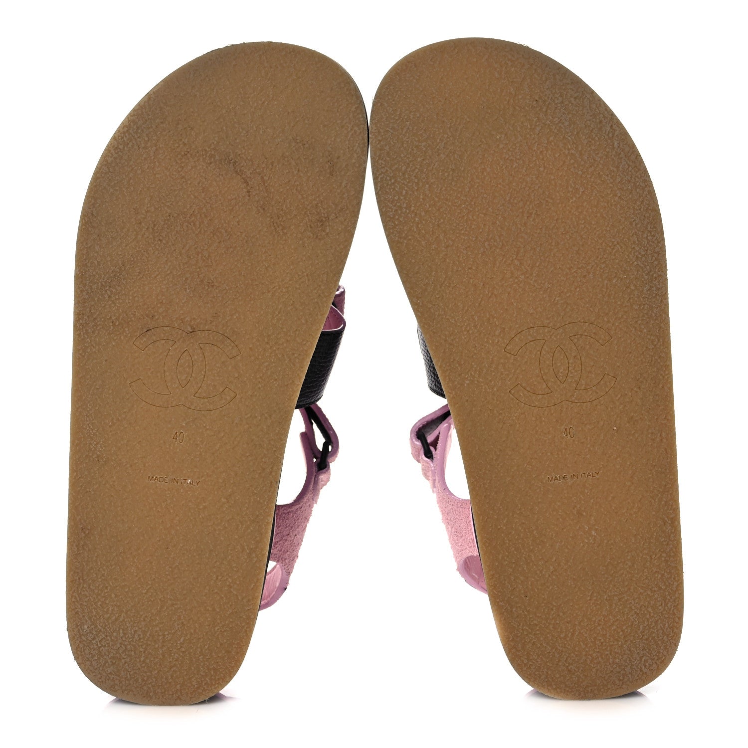 Chanel Suede Calfskin Velcro Flat Sandals 40 Light Pink 5 of 9