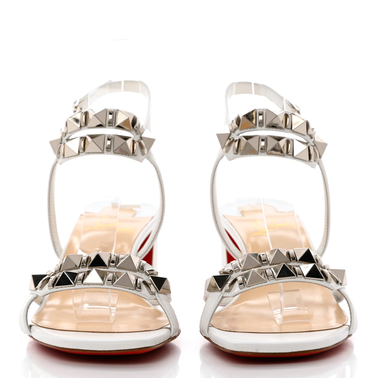Calfskin Studded Galerietta 55 Sandals 40.5 White