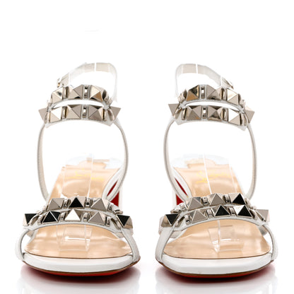 Christian Louboutin Calfskin Studded Galerietta 55 Sandals 40.5 White 2 of 9