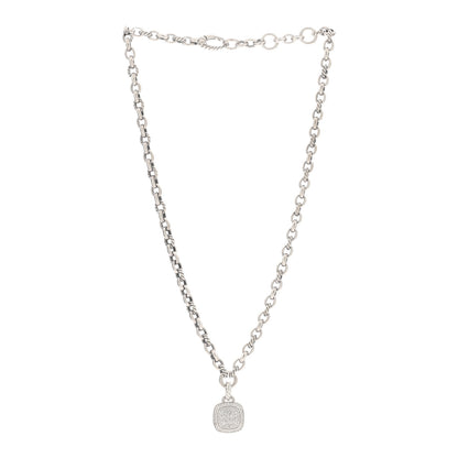 David Yurman Sterling Silver Diamond 11mm Albion Pendant Link Necklace 2 of 4