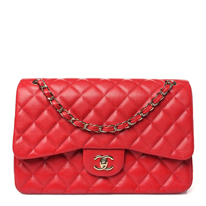 Chanel Caviar Quilted Jumbo Double Flap Red 1 of 11