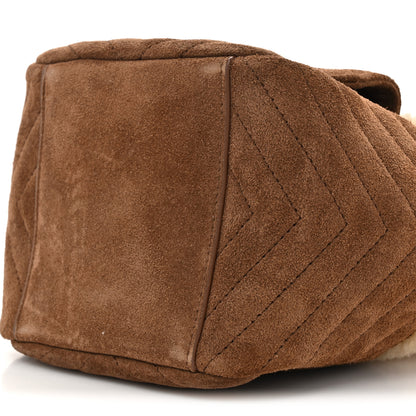 Saint Laurent Shearling Suede Monogram Joe Nano Bucket Bag Dark Cigar Natural Beige 9 of 10