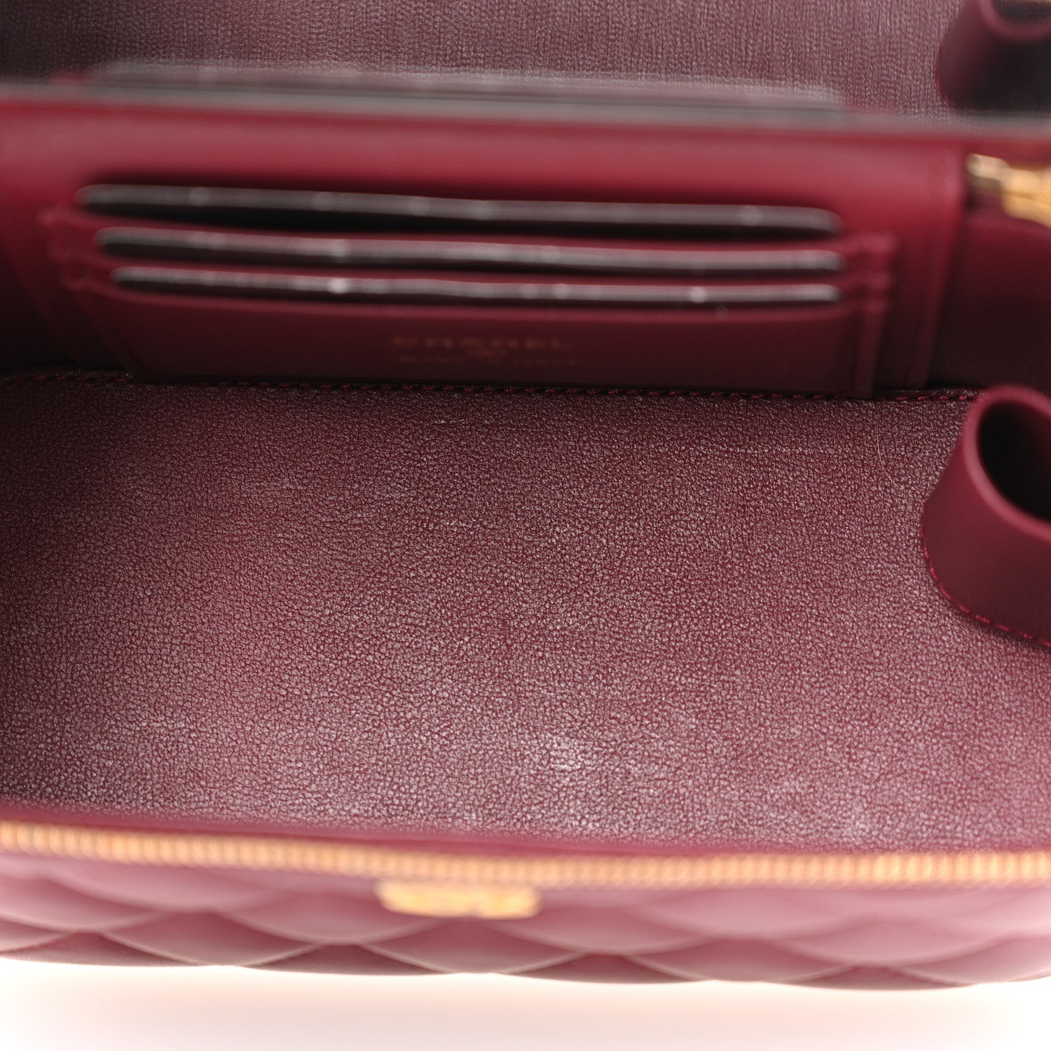 Chanel Lambskin Enamel Quilted Small Coco Hearts Vanity Case With Chain Burgundy 5 of 14