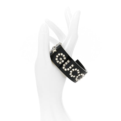 Gucci Resin Crystal Cuff Bracelet S Black 2 of 4