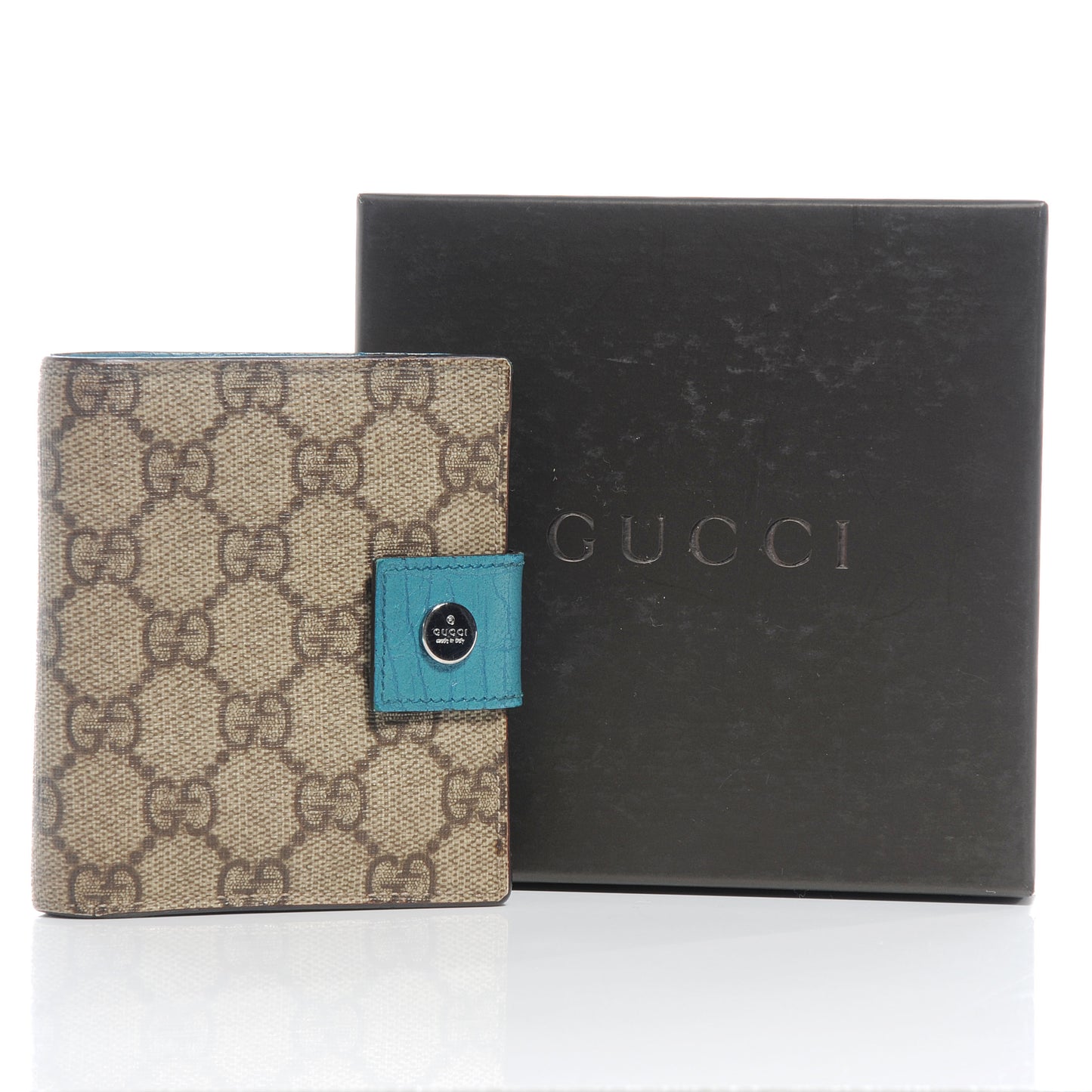 GG Plus Monogram Ladies GG French Wallet Turquoise