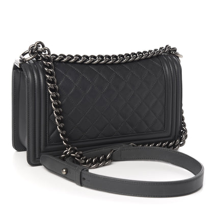 Chanel Lambskin Quilted Medium Boy Flap Dark Grey 2 of 8