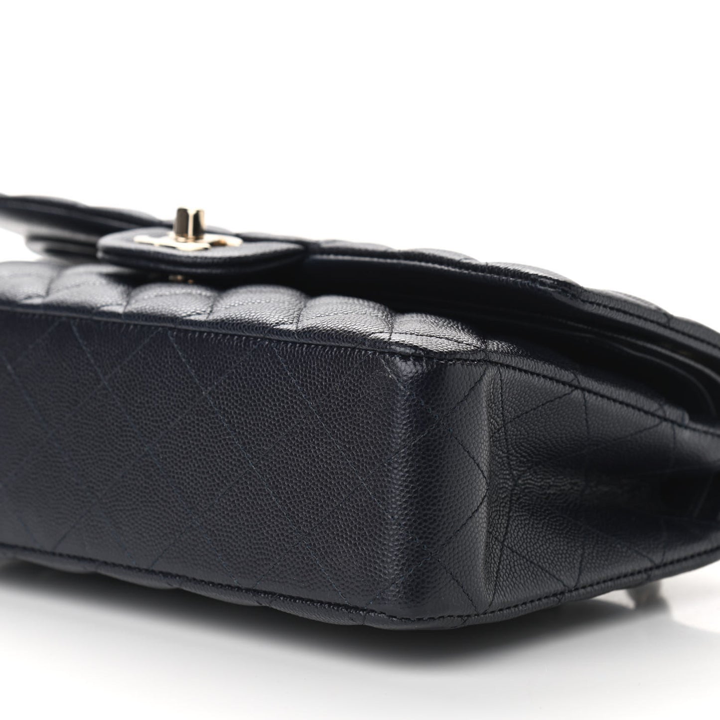 Caviar Quilted Medium Double Flap Navy