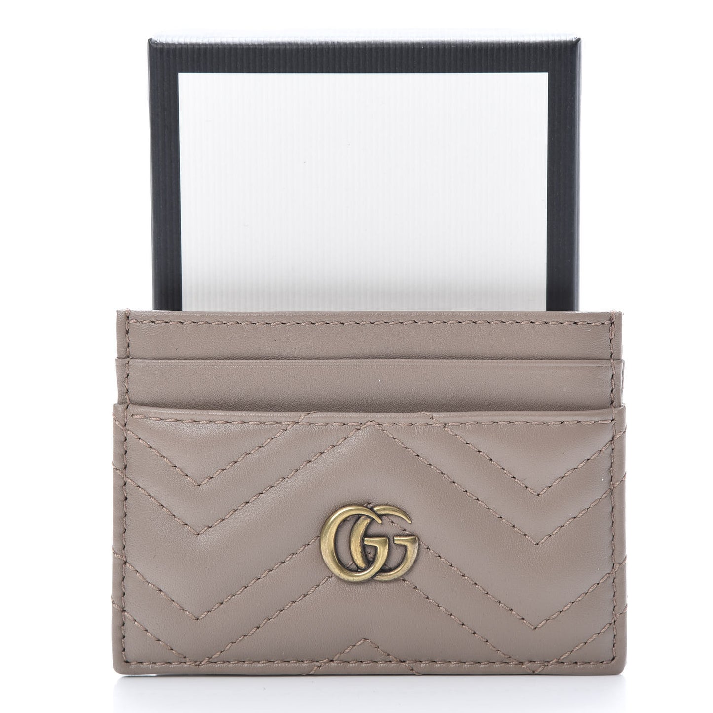 Calfskin Matelasse GG Marmont Card Holder Porcelain Rose