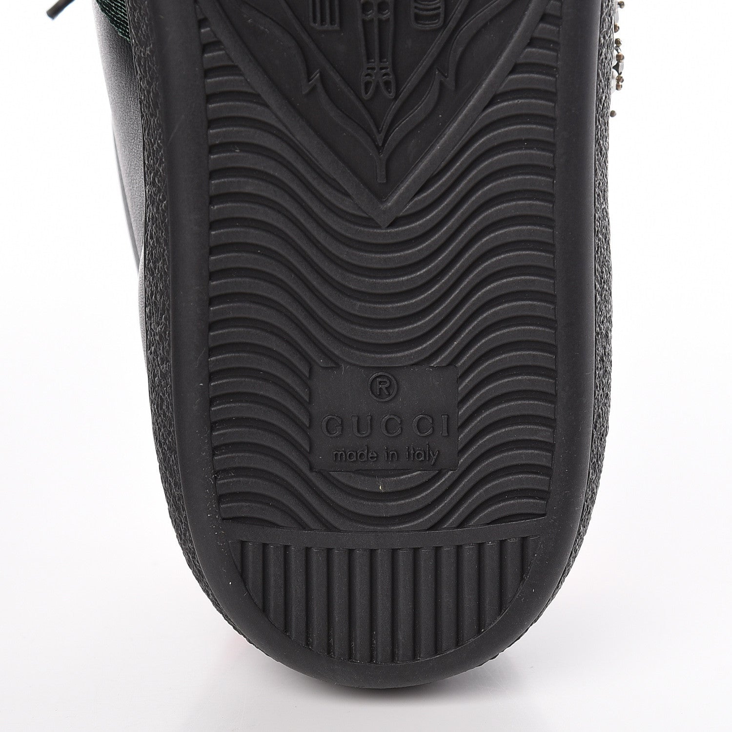 Gucci Calfskin Ayers Web Pierced Heart Embroidered Ace Sneakers 36.5 Black 6 of 9