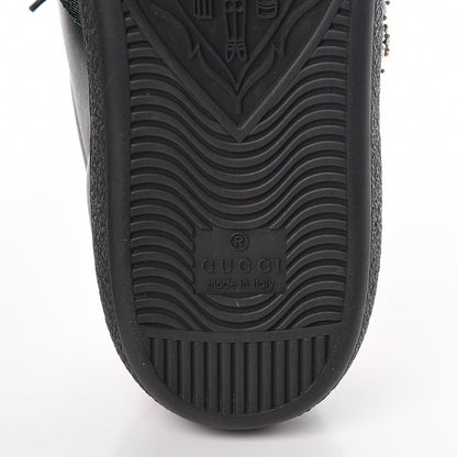 Gucci Calfskin Ayers Web Pierced Heart Embroidered Ace Sneakers 36.5 Black 6 of 9