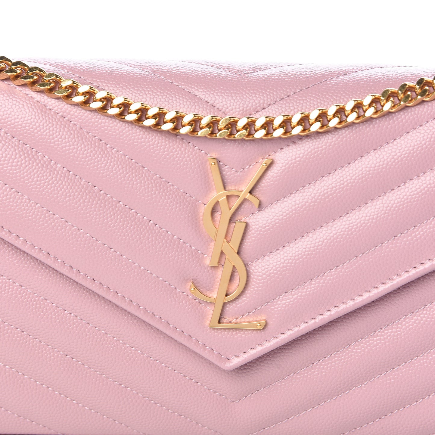 Grain De Poudre Matelasse Chevron Monogram Chain Wallet Tender Pink