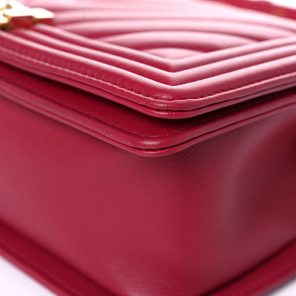Chanel Lambskin Chevron Quilted Medium Boy Flap Dark Pink 9 of 15