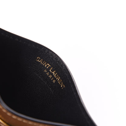 Saint Laurent Metallic Grain De Poudre Matelasse Chevron Monogram Credit Card Case Gold 5 of 6