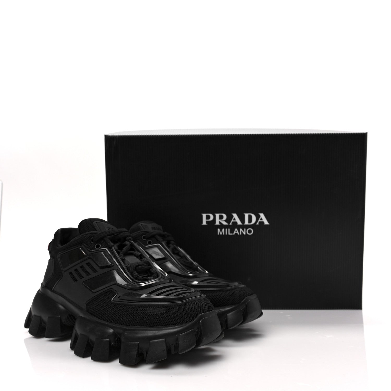 Prada Rubber Technical Knit Fabric Cloudbust Thunder Sneakers 35 Black 8 of 8