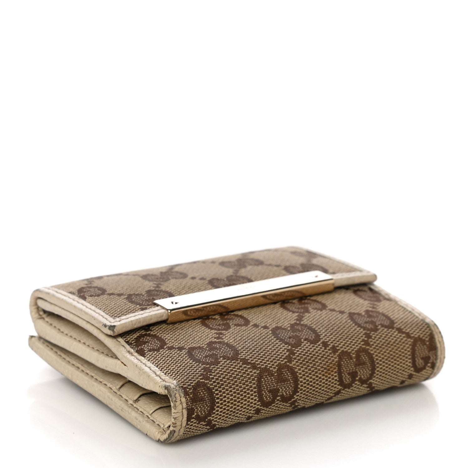 Gucci Monogram Metal Bar French Flap Wallet Off White 4 of 15