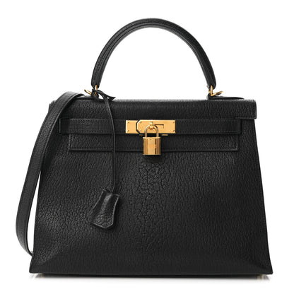 Hermes Chevre De Coromandel Kelly Sellier 28 Black 1 of 10