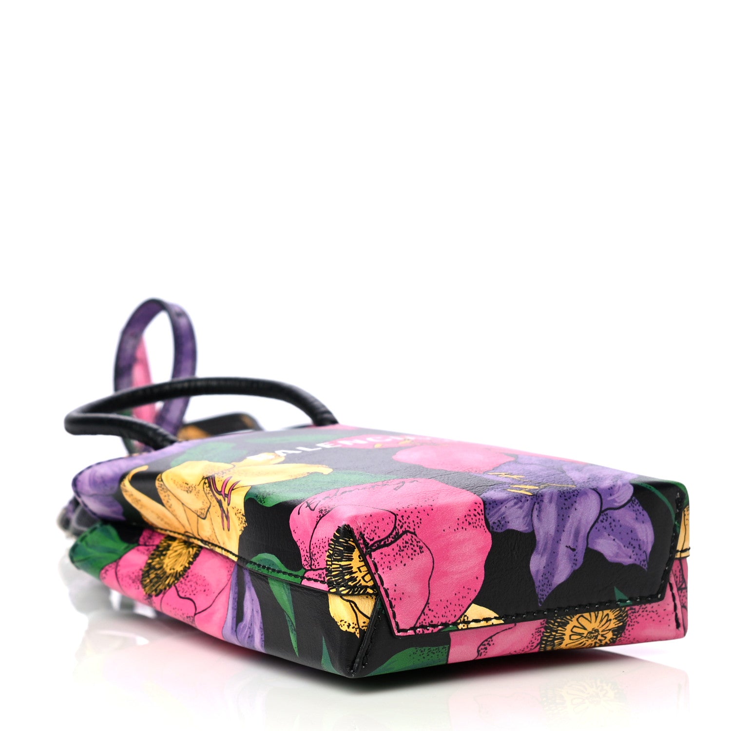 Balenciaga Smooth Calfskin Floral Shop Logo Shopping Phone Holder Bag Multicolor 3 of 4