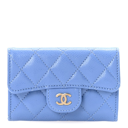 Chanel Caviar Quilted Flap Card Holder Wallet Blue 1 of 9