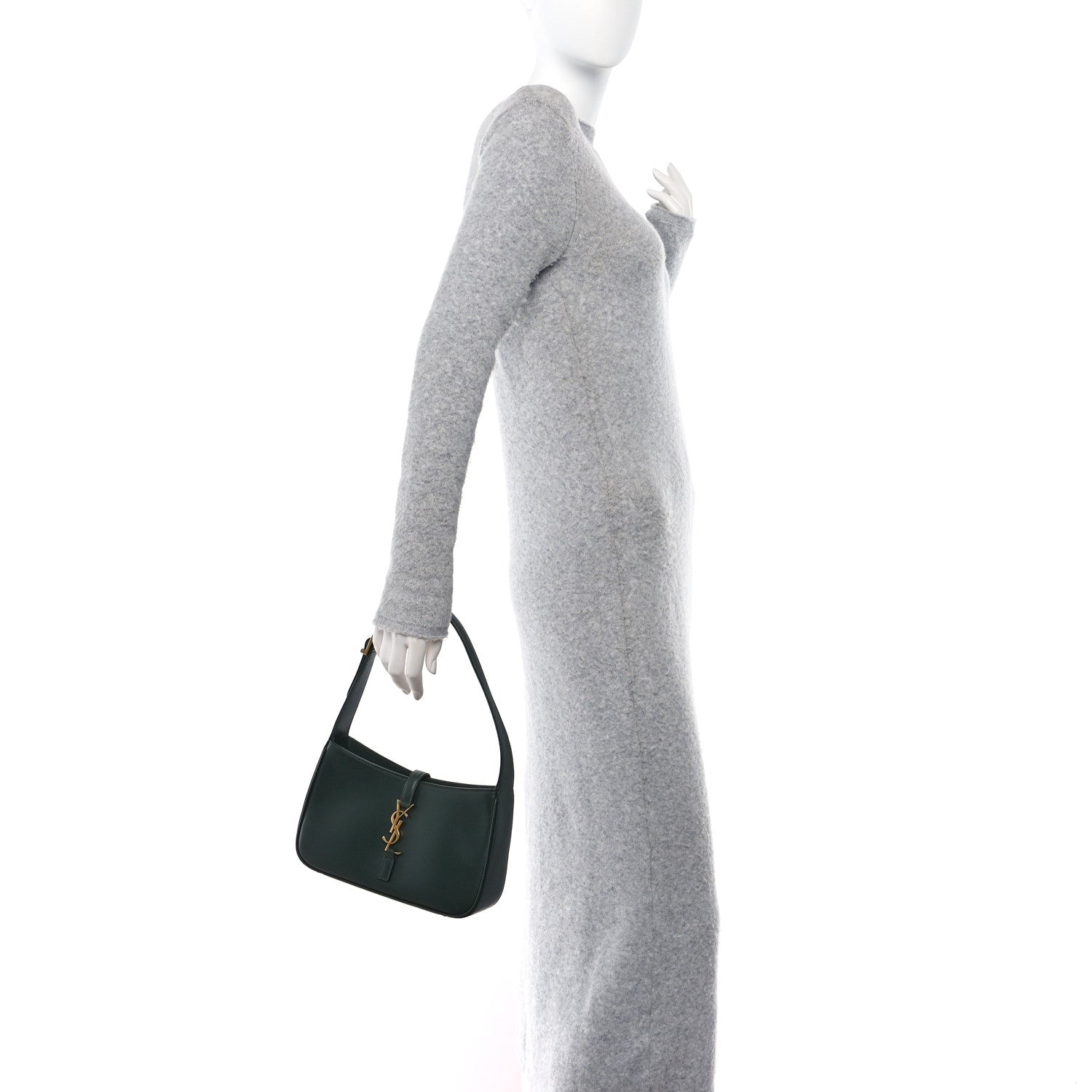 Saint Laurent Smooth Calfskin Le 5 A 7 Hobo Green 2 of 10