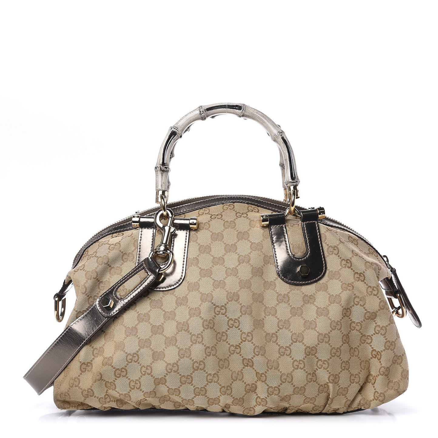 Monogram Pop Bamboo Top Handle Tote Pewter