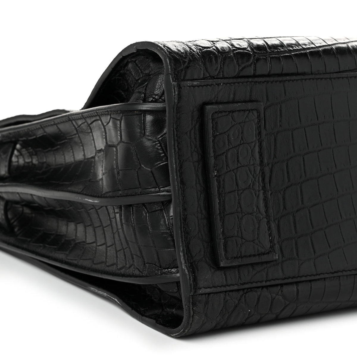 Saint Laurent Calfskin Crocodile Embossed Small Supple Sac de Jour Black 9 of 10