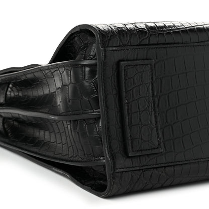 Saint Laurent Calfskin Crocodile Embossed Small Supple Sac de Jour Black 9 of 10