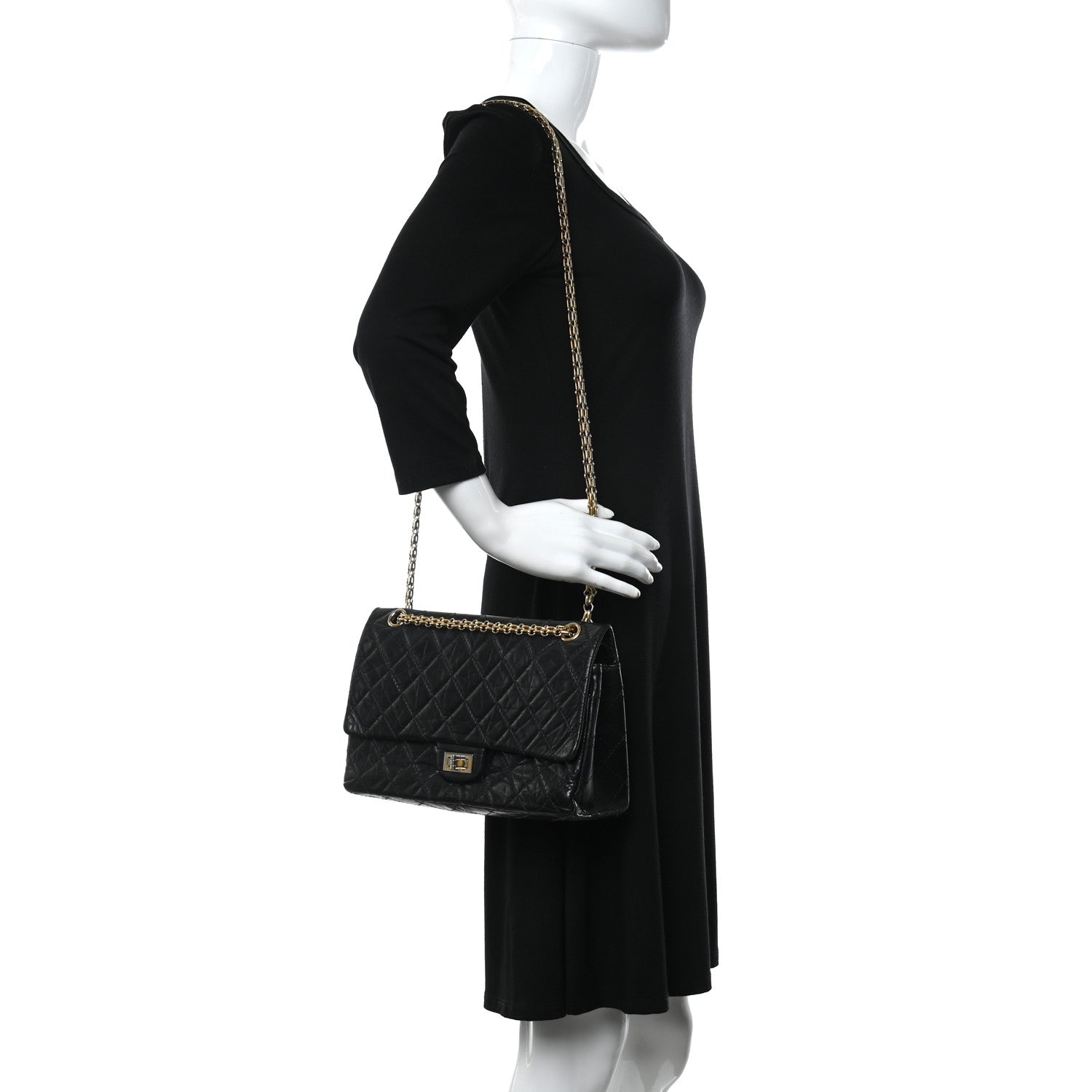 Chanel Aged Calfskin Quilted 2.55 Reissue 226 Flap Navy Blue 2 of 11