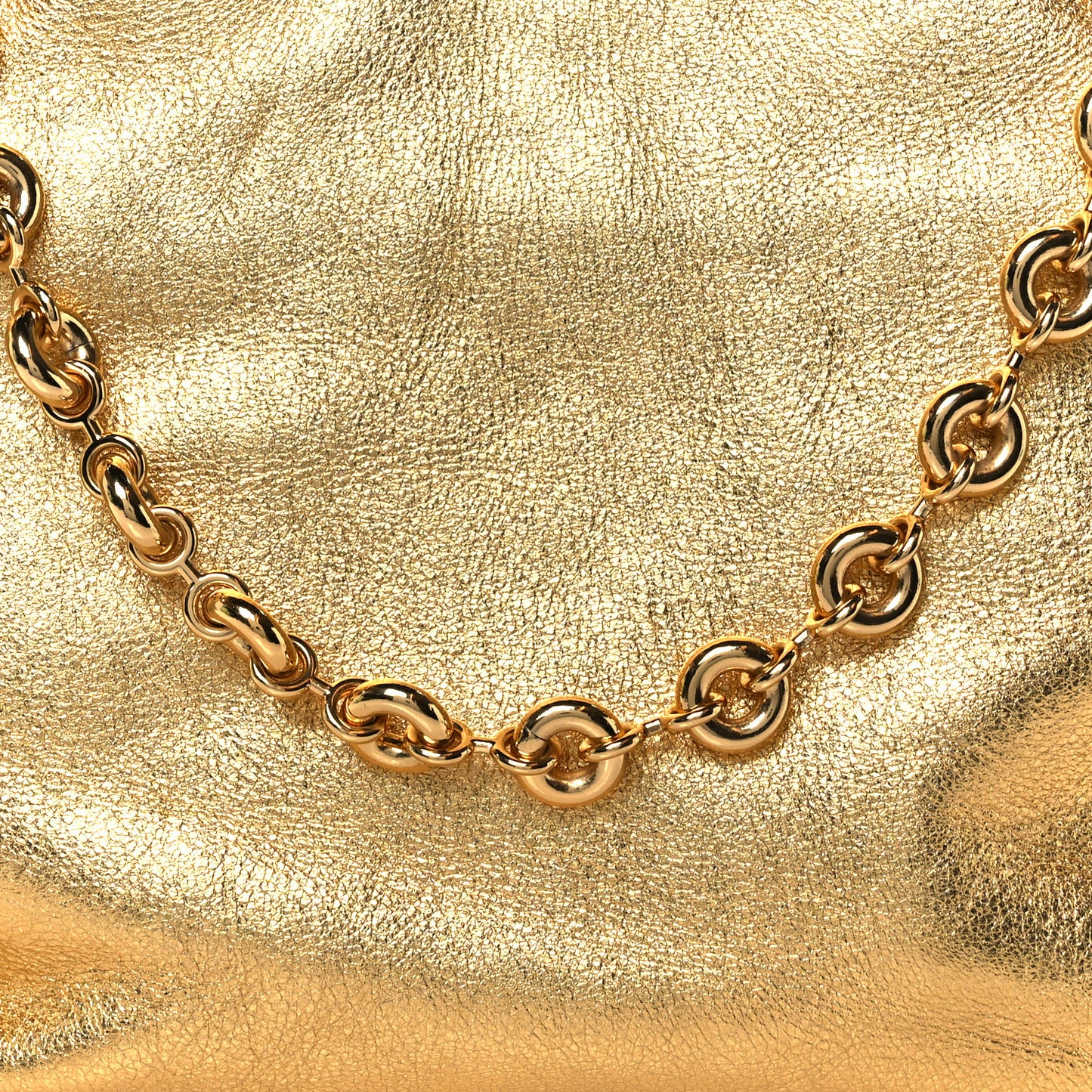 Metallic Calfskin Mini Chain Flamenco Knot Clutch Gold
