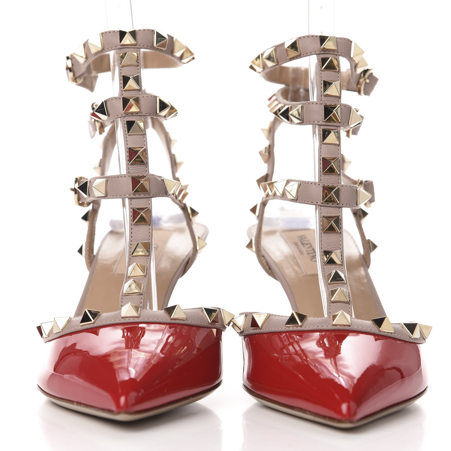 Valentino Garavani Patent Nappa Rockstud Ankle Strap 65mm Pumps 37.5 Rosso Valentino Poudre 2 of 7