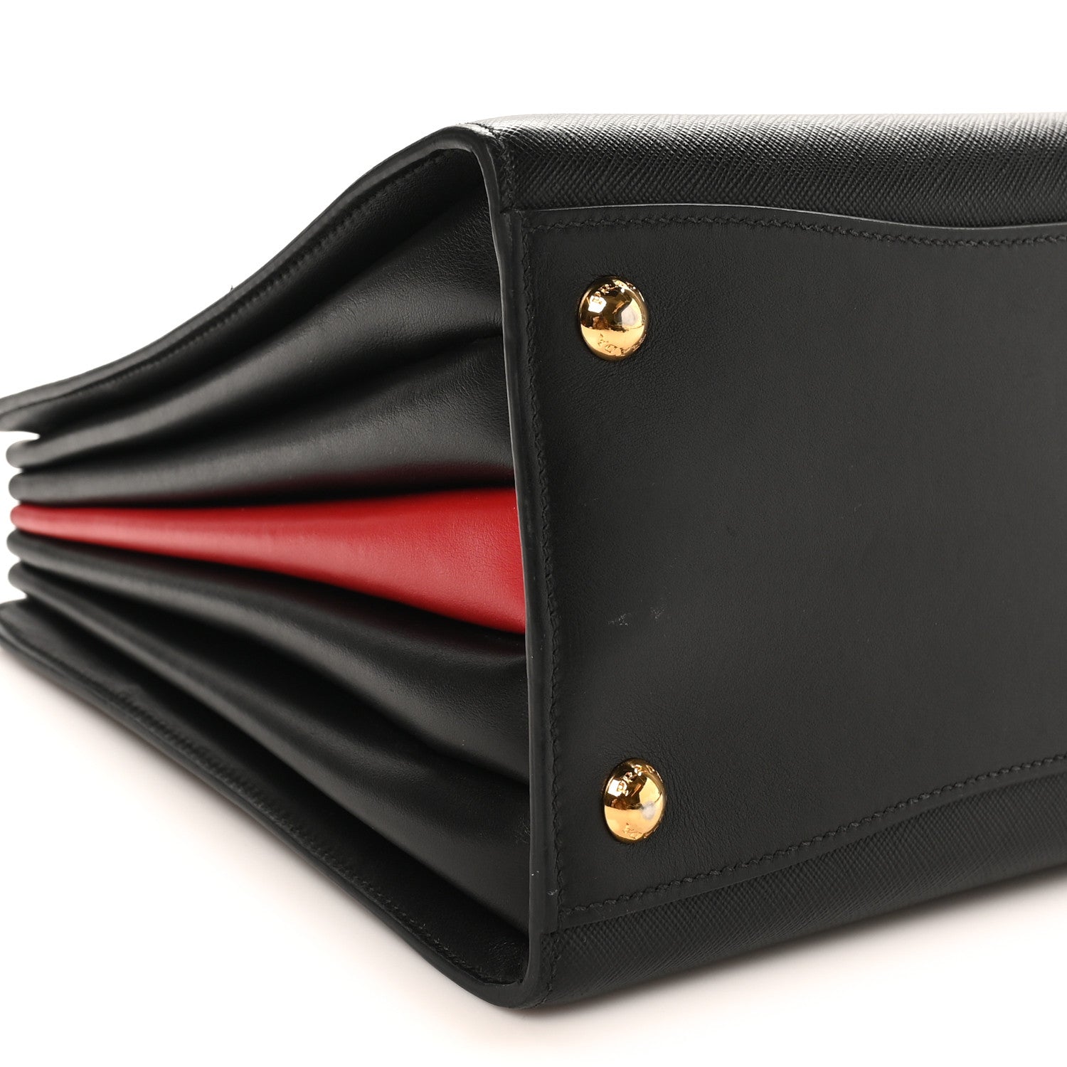 Prada Saffiano City Calfskin Medium Bibliothèque Top Handle Black Fuoco 8 of 10