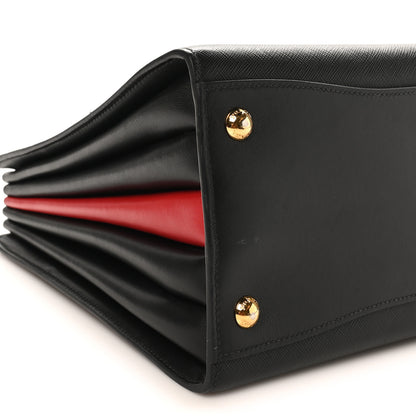 Prada Saffiano City Calfskin Medium Bibliothèque Top Handle Black Fuoco 8 of 10