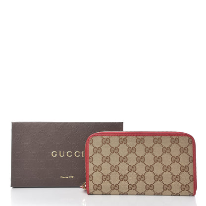Gucci Monogram Dollar Calfskin Zip Around Wallet Beige Ebony Rosso 8 of 8
