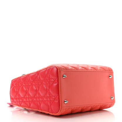 Christian Dior Lambskin Cannage Tri-Color Medium Lady Dior Orange Riviera Fuchsia Cosmopolitan Lipstick Natural 3 of 19