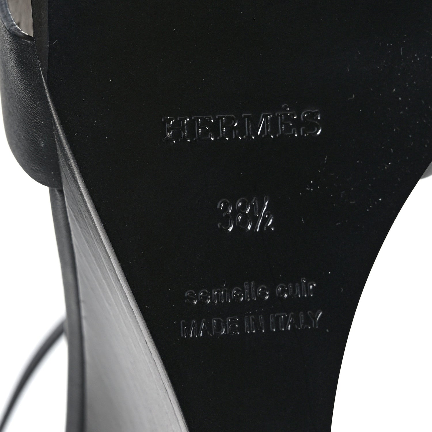 Hermes Calfskin Legend Wedge Sandals 38.5 Black 7 of 9