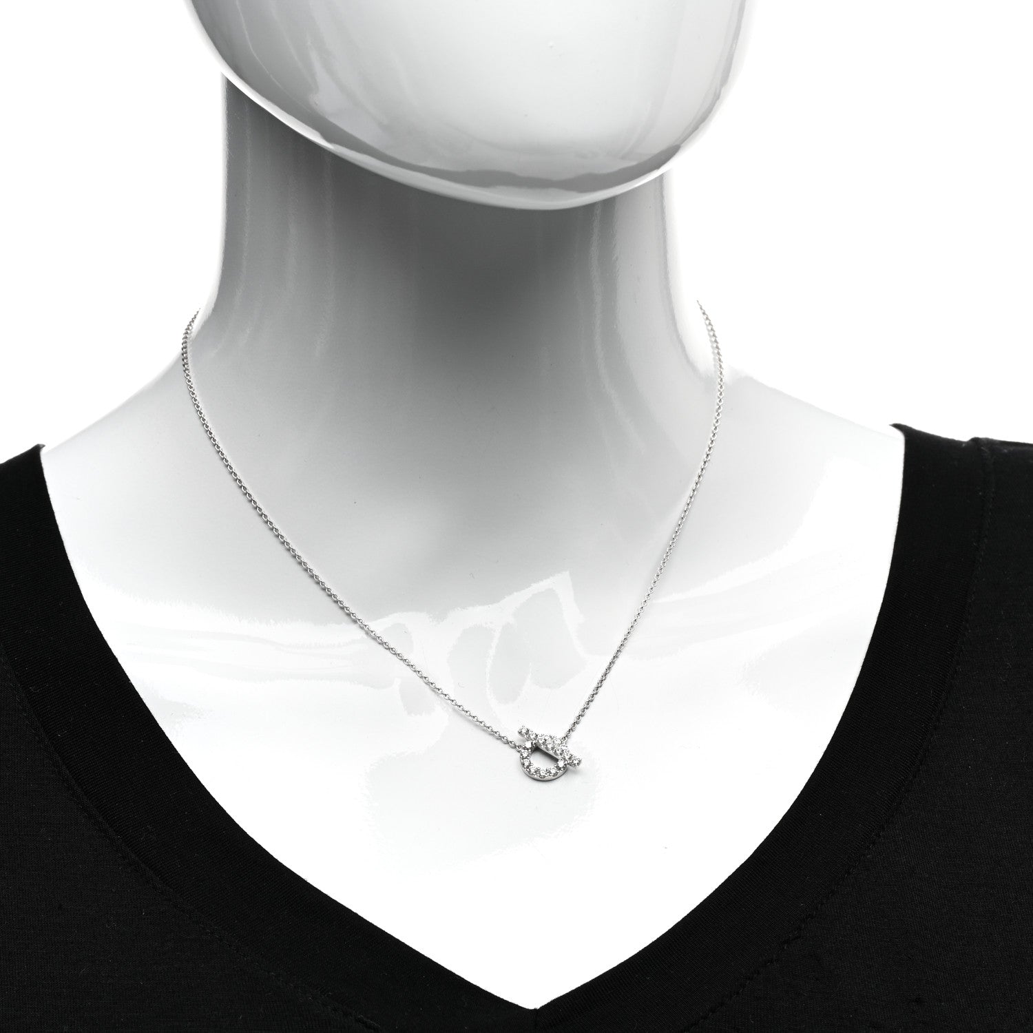 Hermes 18K White Gold Diamond Finesse Pendant Necklace 2 of 5