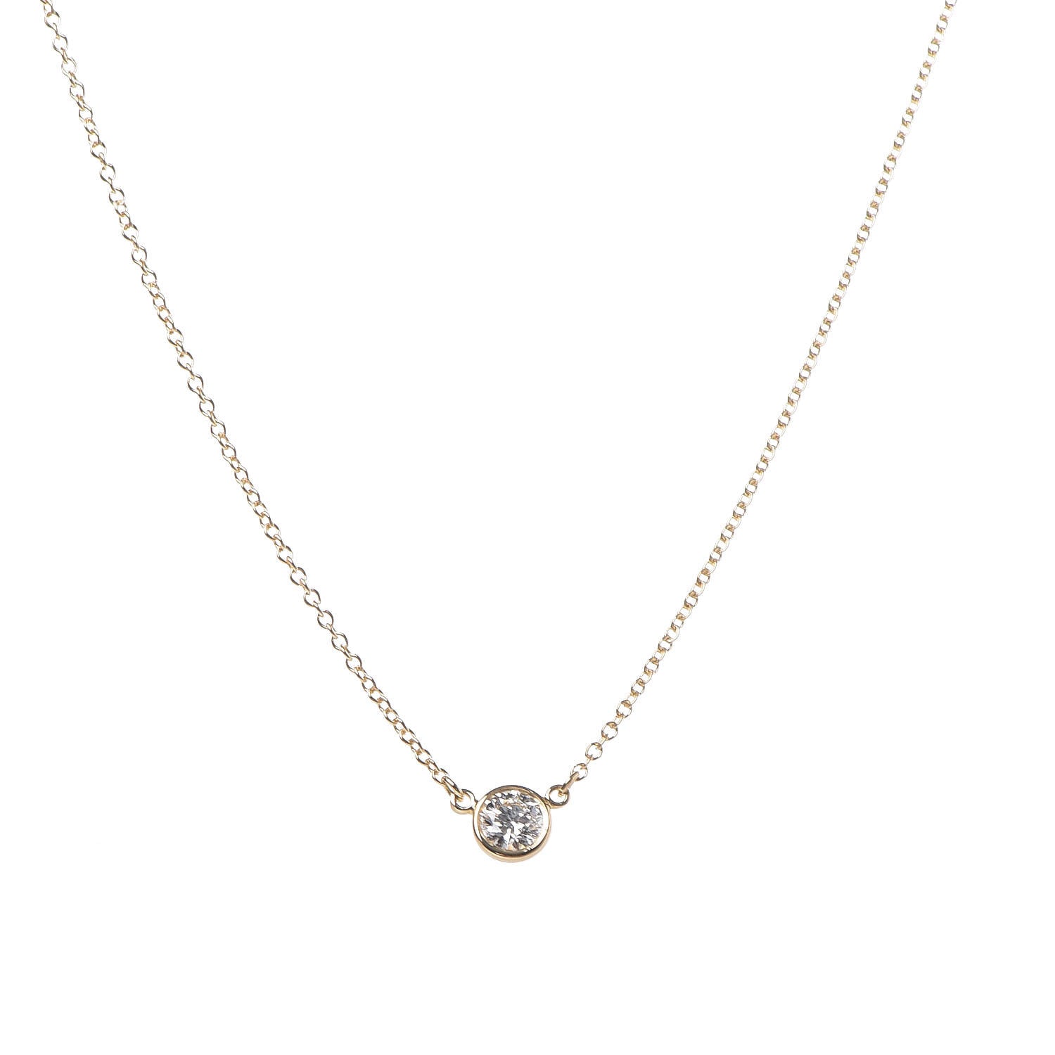 Tiffany 18K Yellow Gold Diamond .21ct Elsa Peretti Diamonds by the Yard Pendant Necklace 4 of 7