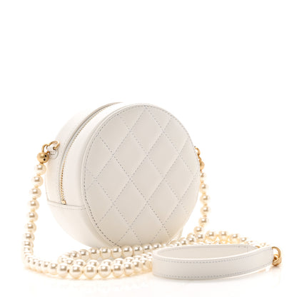 Chanel Calfskin Quilted Pearl Round Clutch With Chain White 2 of 11