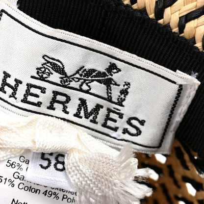 Hermes Straw Adele Panama Hat 58 Naturel Marron Jaune 8 of 12
