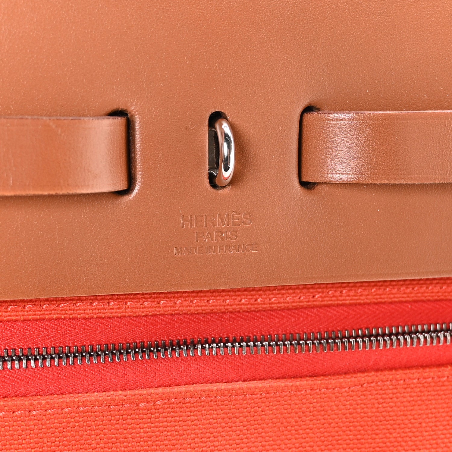 Hermes Vache Hunter Toile Herbag Zip Retourne 31 PM Orange Mecano Fauve 7 of 11